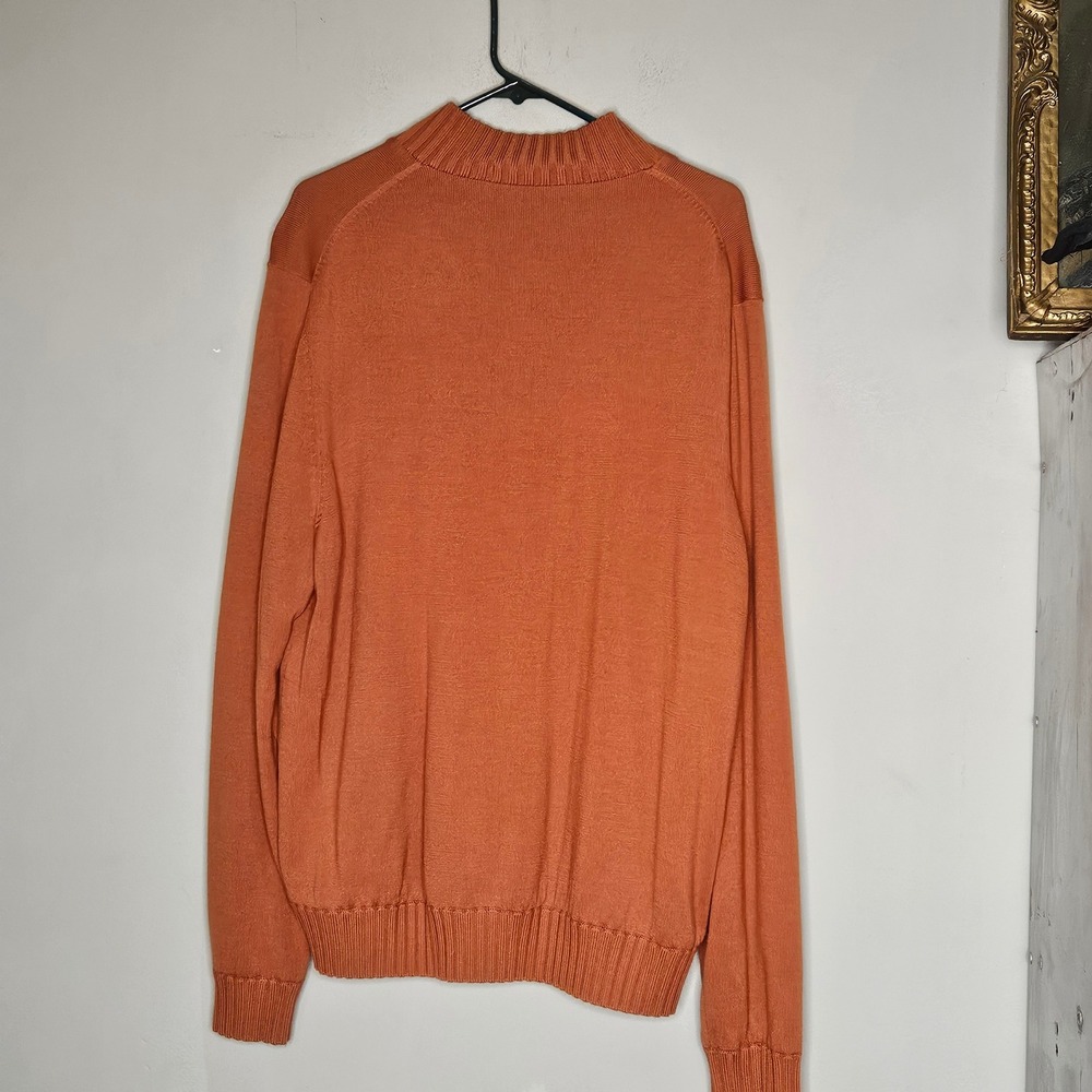 MARTIN Mens  Italian Merino Wool Quarter Zip Sweater Orange XL Casual Old‎ Money - Picture 2 of 10